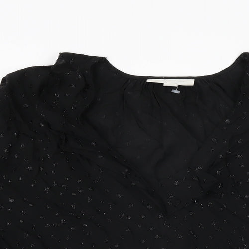 The White Company Womens Black Polka Dot Polyester Basic Blouse Size 10 V-Neck