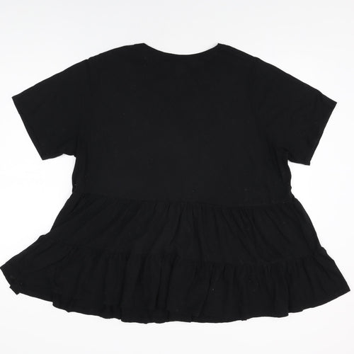 New Look Womens Black Polyester Basic T-Shirt Size 22 Round Neck