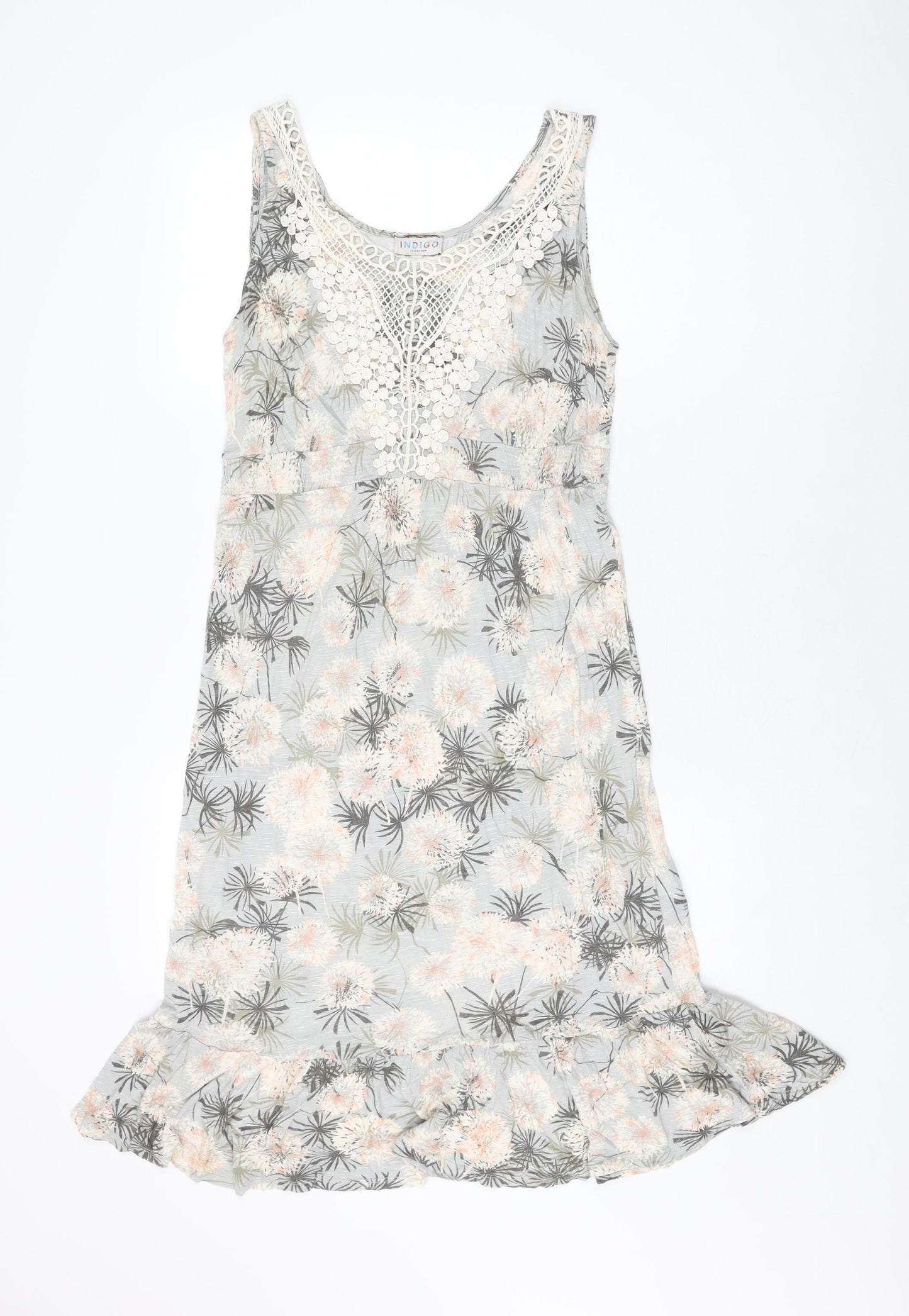 Marks and Spencer Womens Blue Floral Viscose Shift Size 12 Scoop Neck Pullover