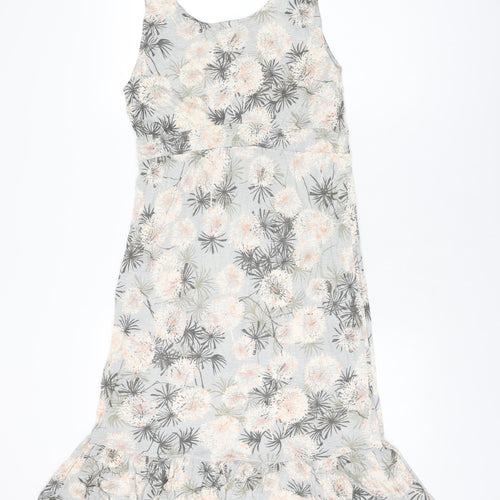 Marks and Spencer Womens Blue Floral Viscose Shift Size 12 Scoop Neck Pullover