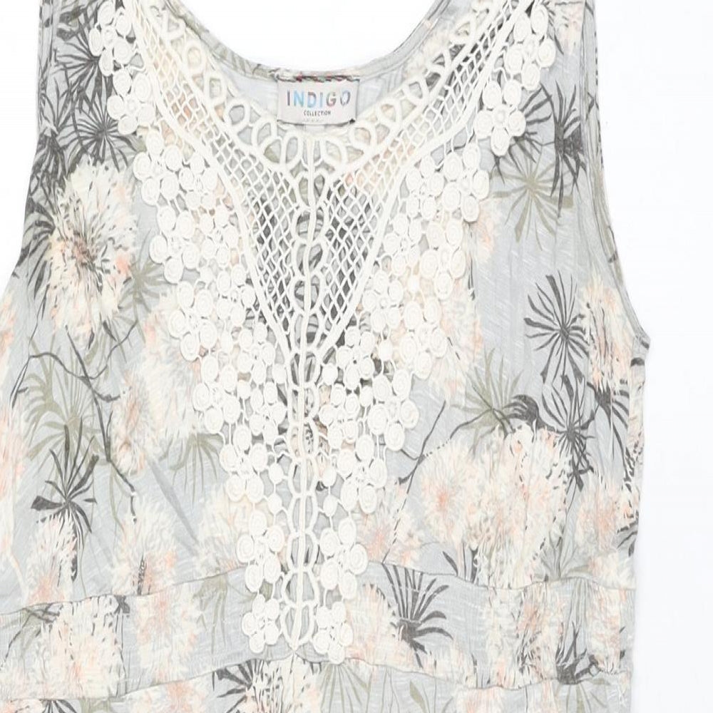 Marks and Spencer Womens Blue Floral Viscose Shift Size 12 Scoop Neck Pullover