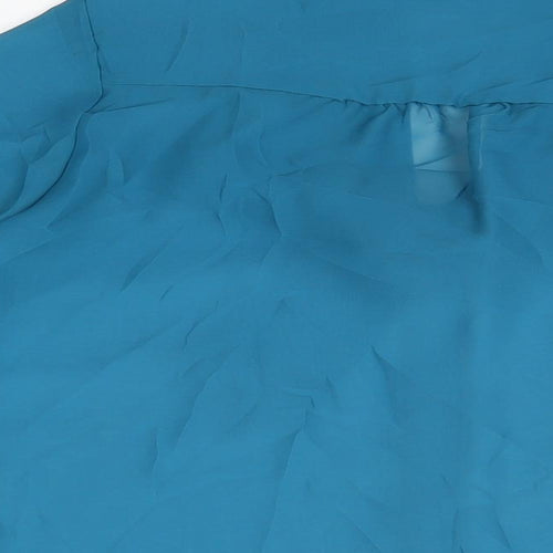 Krisp Womens Blue Polyester Basic Button-Up Size 12 Round Neck