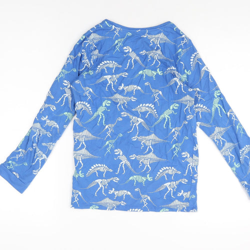 Marks and Spencer Boys Blue Geometric Cotton Basic T-Shirt Size 10-11 Years Round Neck Pullover - Dinosaur Skeletons