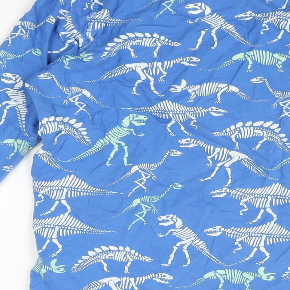 Marks and Spencer Boys Blue Geometric Cotton Basic T-Shirt Size 10-11 Years Round Neck Pullover - Dinosaur Skeletons