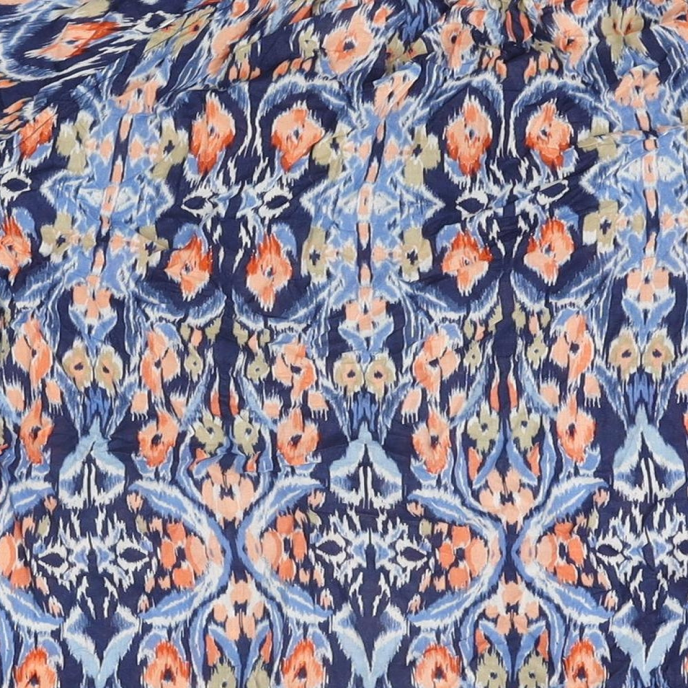 Marks and Spencer Womens Blue Geometric Cotton Basic T-Shirt Size 10 Off the Shoulder