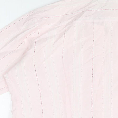 Marks and Spencer Womens Pink Striped Cotton Basic Button-Up Size 14 Collared
