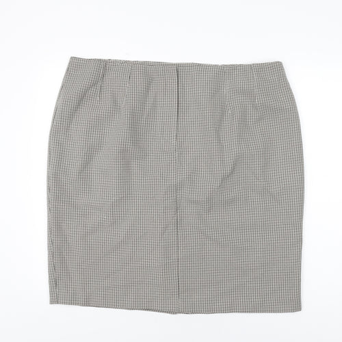 Marks and Spencer Womens Brown Geometric Polyester A-Line Skirt Size 22 Zip