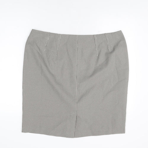 Marks and Spencer Womens Brown Geometric Polyester A-Line Skirt Size 22 Zip