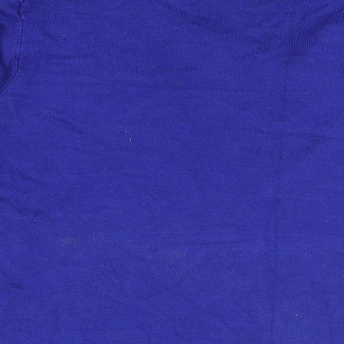 Paramour Womens Blue Geometric Viscose Basic T-Shirt Size L Round Neck