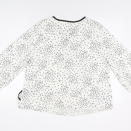 Wallis Womens White Geometric Polyester Wrap Blouse Size 18 V-Neck