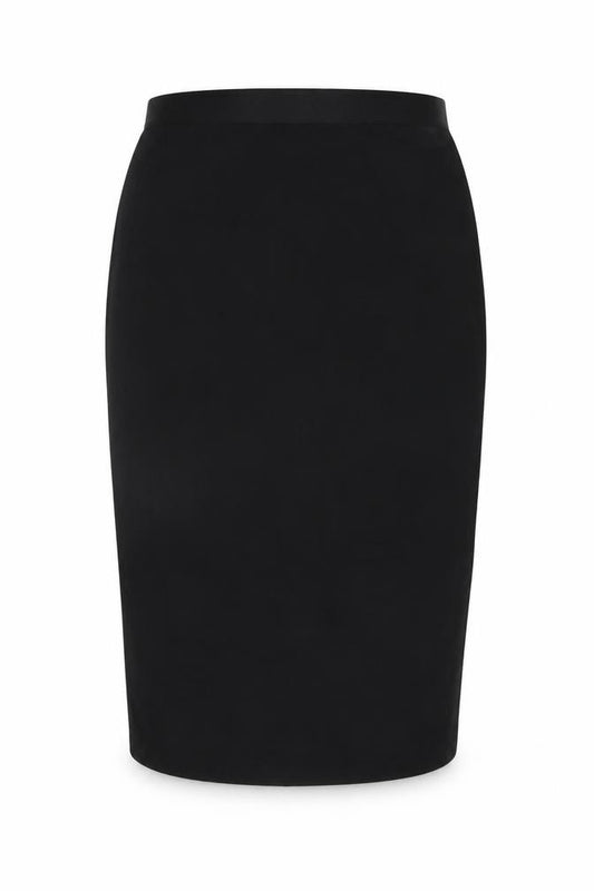 Front view of ASOS women’s black viscose straight & pencil skirt, size UK 8