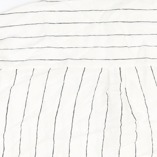 Marks and Spencer Womens White Striped Lyocell Basic Button-Up Size 6 Collared