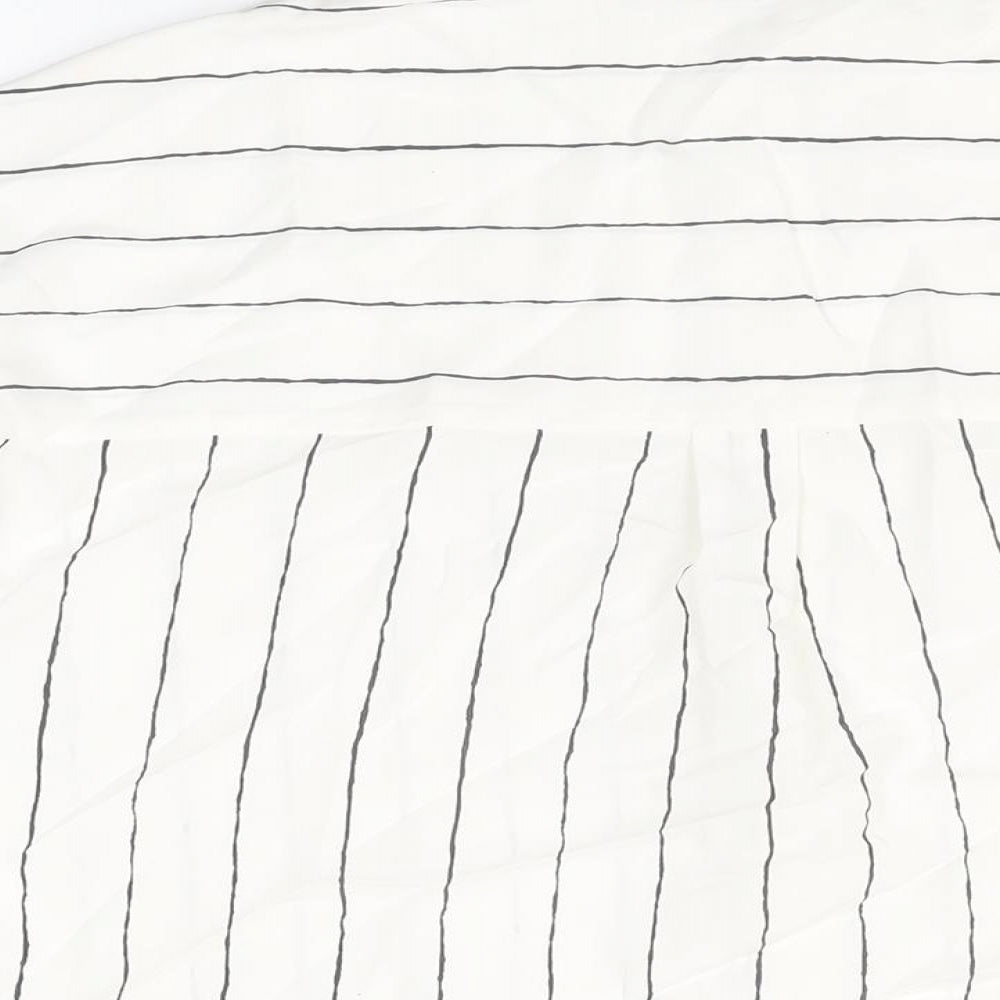 Marks and Spencer Womens White Striped Lyocell Basic Button-Up Size 6 Collared