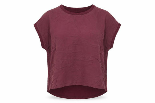 Front view of Next women’s red polyester basic t-shirt, size UK 8, round neck
