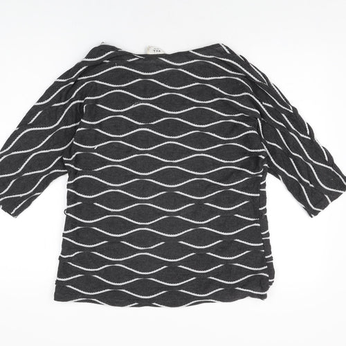 eci New York Womens Grey Geometric Polyester Basic T-Shirt Size L Round Neck