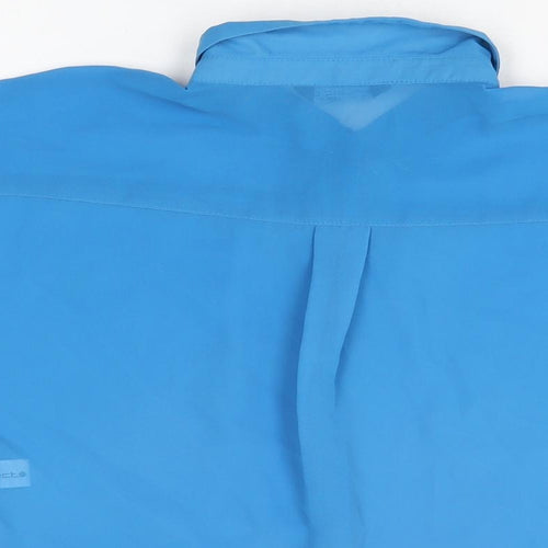 Select Womens Blue Polyester Cropped Button-Up Size 10 Collared