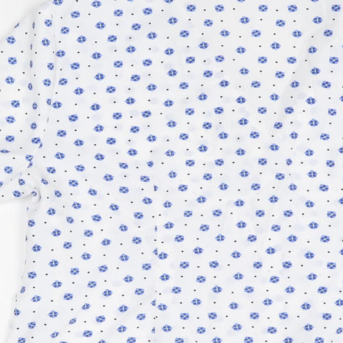 BHS Womens White Floral Polyester Basic Button-Up Size 12 Collared