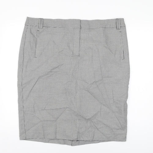 Marks and Spencer Womens Grey Geometric Polyester Straight & Pencil Skirt Size 22 Zip