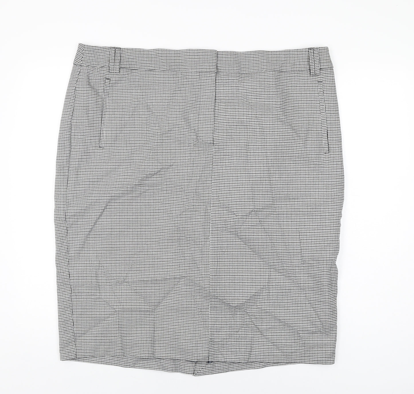 Marks and Spencer Womens Grey Geometric Polyester Straight & Pencil Skirt Size 22 Zip