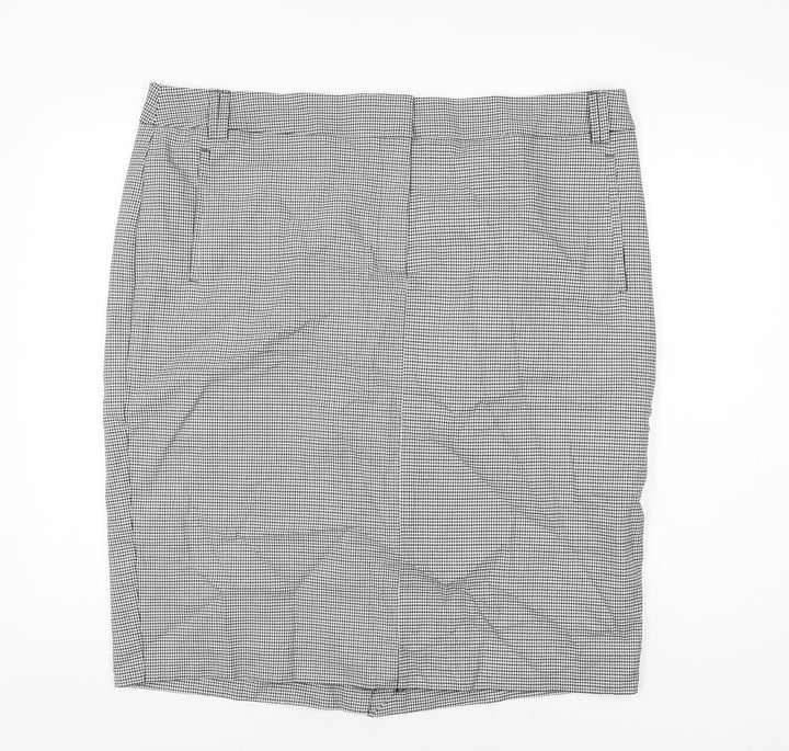 Marks and Spencer Womens Grey Geometric Polyester Straight & Pencil Skirt Size 22 Zip