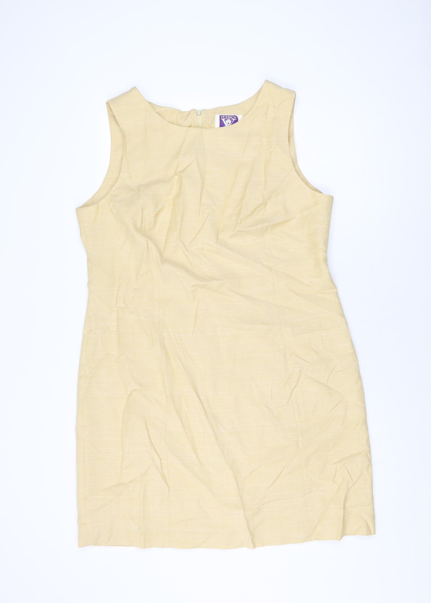 Yessica Womens Yellow Viscose Shift Size 20 Round Neck Zip