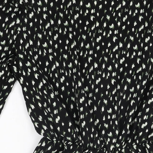 AX Paris Womens Black Geometric Polyester Skater Dress Size 10 V-Neck Pullover