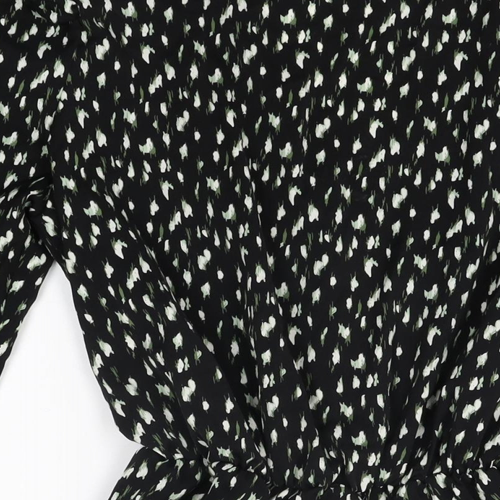 AX Paris Womens Black Geometric Polyester Skater Dress Size 10 V-Neck Pullover