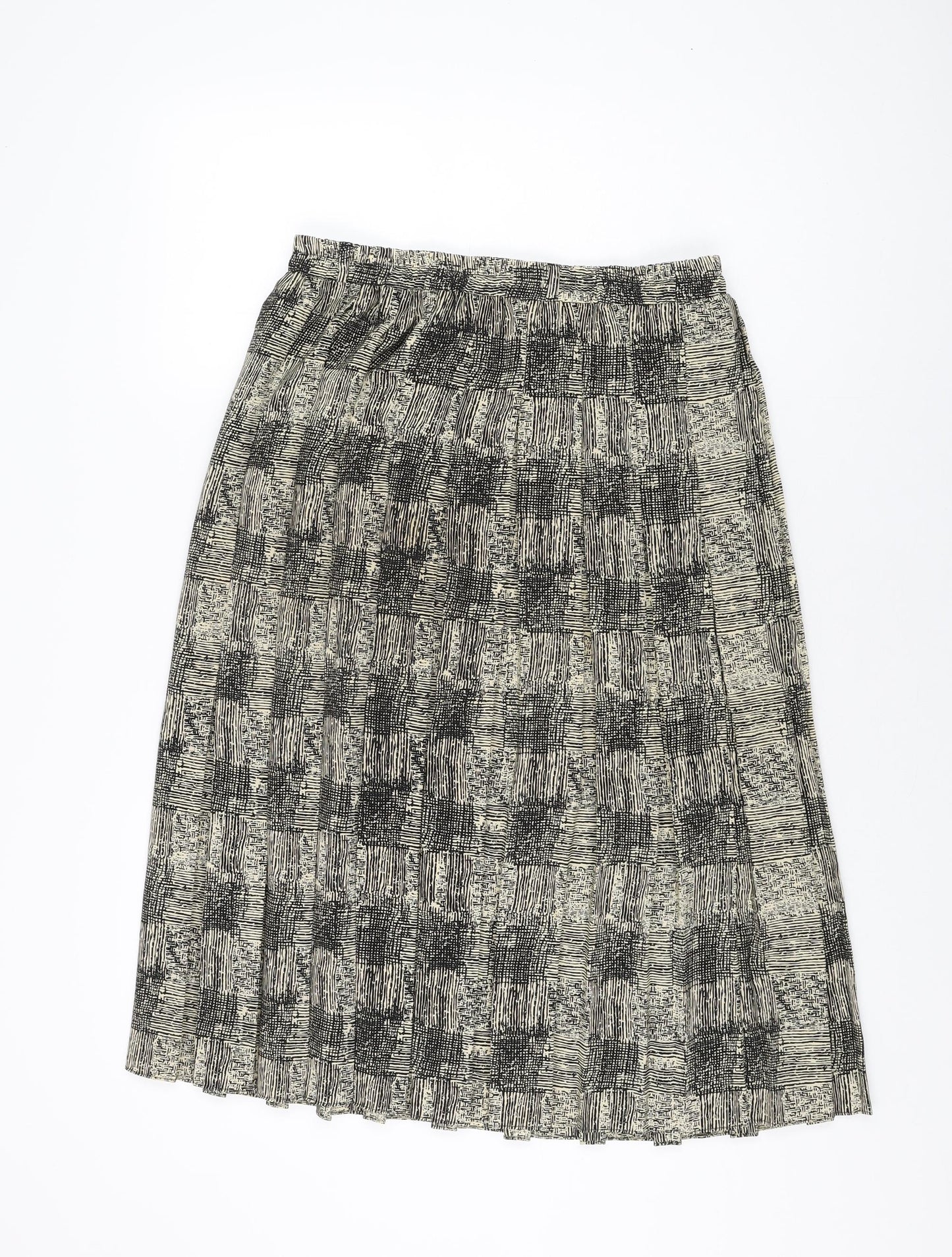 Bonmarché Womens Beige Geometric Polyester Swing Skirt Size 14