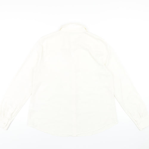 H&M Womens White Polyester Basic Button-Up Size 14 Collared