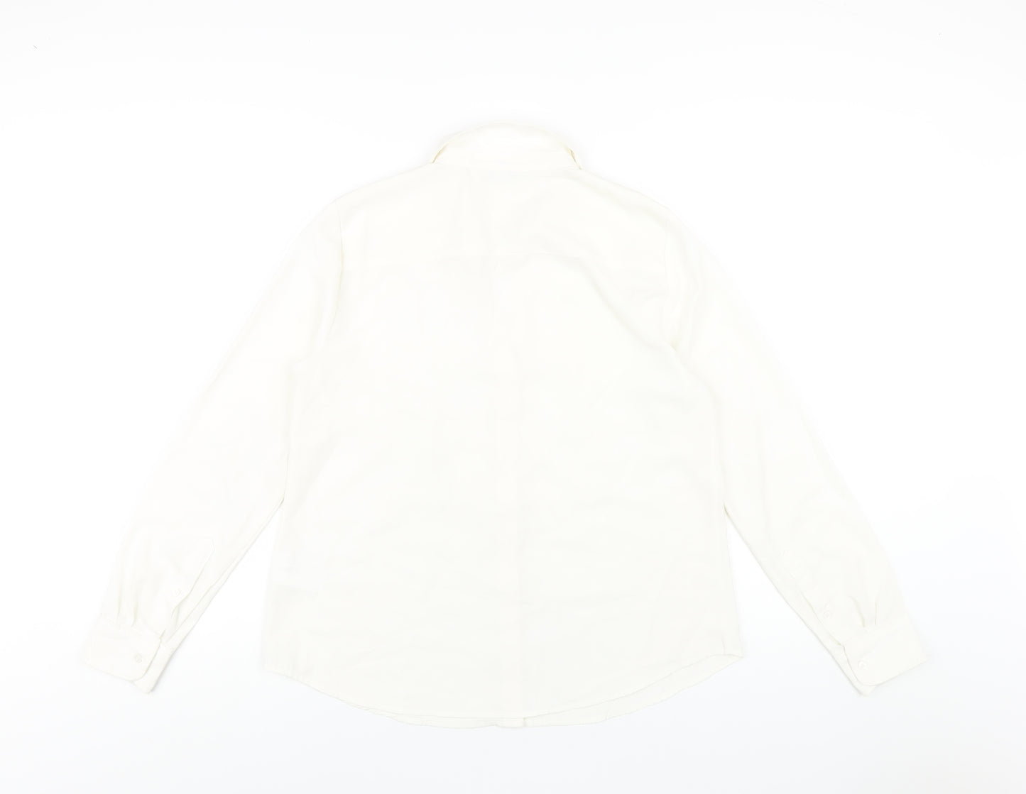 H&M Womens White Polyester Basic Button-Up Size 14 Collared