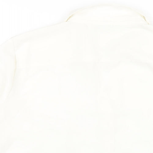 H&M Womens White Polyester Basic Button-Up Size 14 Collared