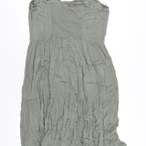 Jeff&Co Womens Green Viscose A-Line Size 16 V-Neck Button