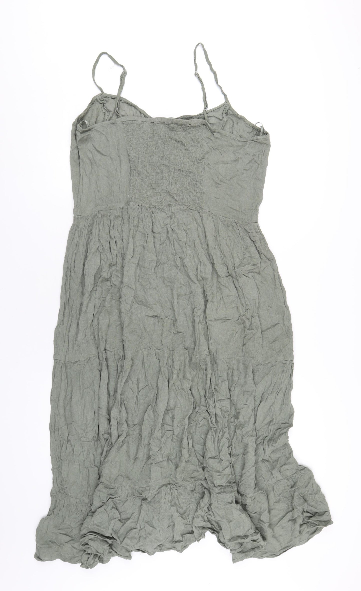 Jeff&Co Womens Green Viscose A-Line Size 16 V-Neck Button