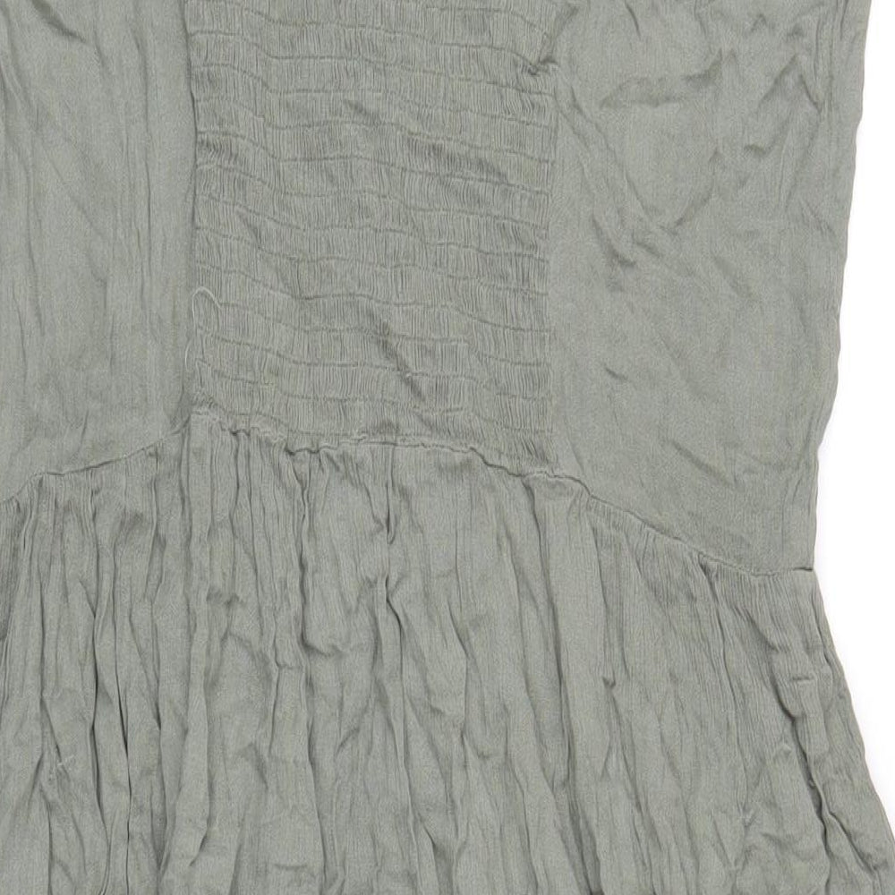 Jeff&Co Womens Green Viscose A-Line Size 16 V-Neck Button