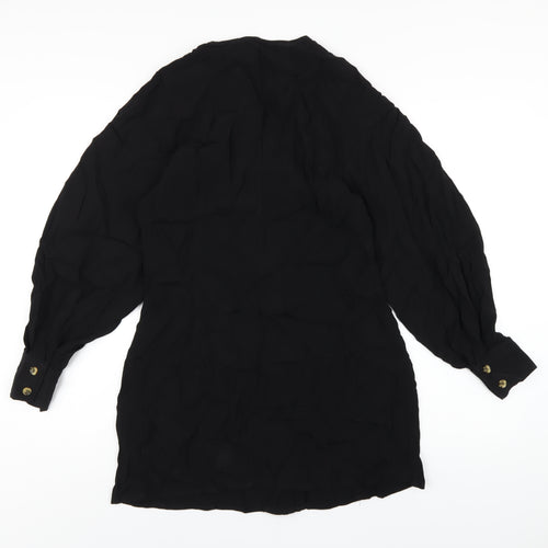 & Other Stories Womens Black Viscose A-Line Size 10 V-Neck Button