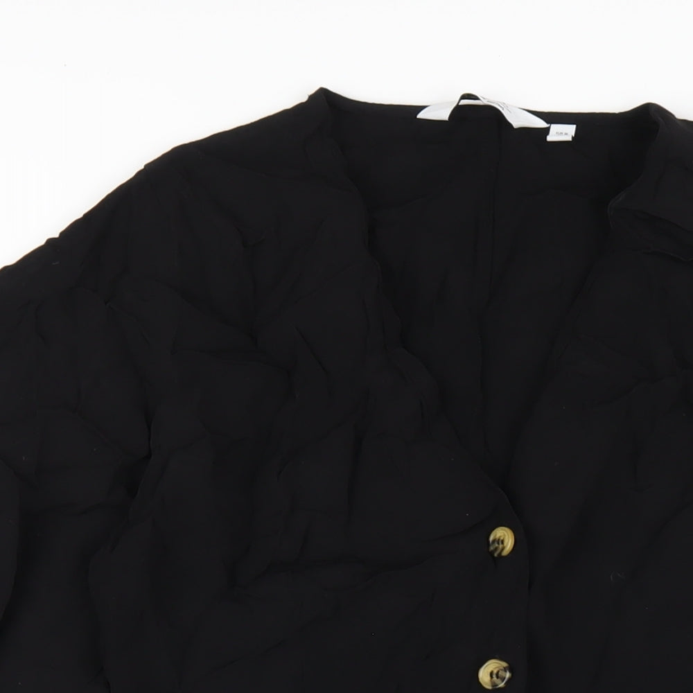 & Other Stories Womens Black Viscose A-Line Size 10 V-Neck Button