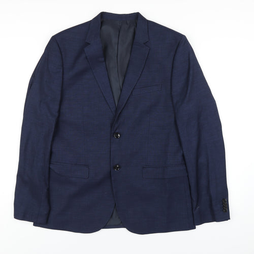 H&M Mens Blue Polyester Jacket Suit Jacket Size 42 Regular