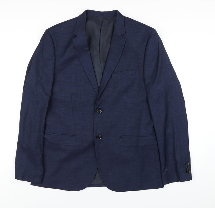 H&M Mens Blue Polyester Jacket Suit Jacket Size 42 Regular