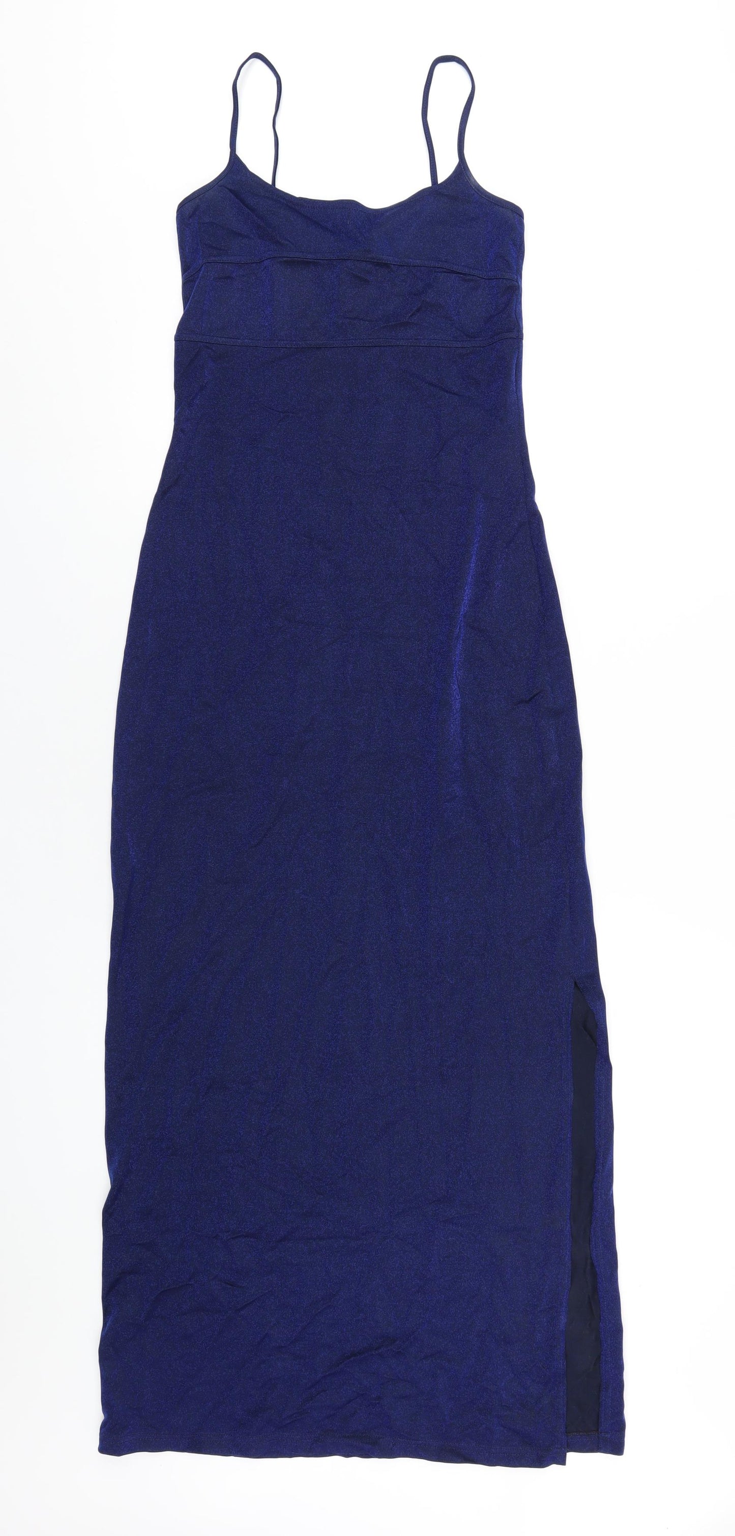 Miss Selfridge Womens Blue Acetate Bodycon Size 8 Scoop Neck Pullover