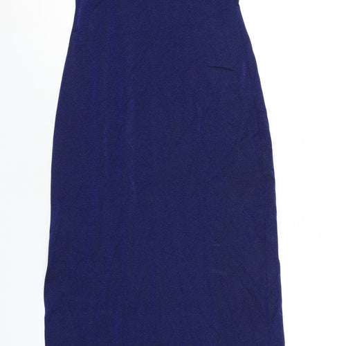 Miss Selfridge Womens Blue Acetate Bodycon Size 8 Scoop Neck Pullover