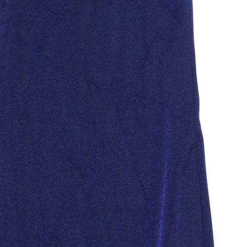 Miss Selfridge Womens Blue Acetate Bodycon Size 8 Scoop Neck Pullover
