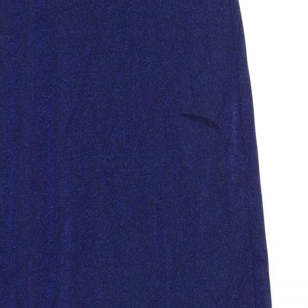 Miss Selfridge Womens Blue Acetate Bodycon Size 8 Scoop Neck Pullover