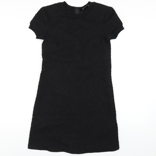 Zara Womens Black Polyester A-Line Size XS Round Neck Zip