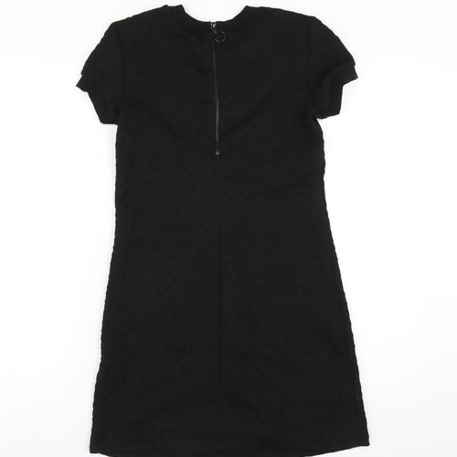 Zara Womens Black Polyester A-Line Size XS Round Neck Zip