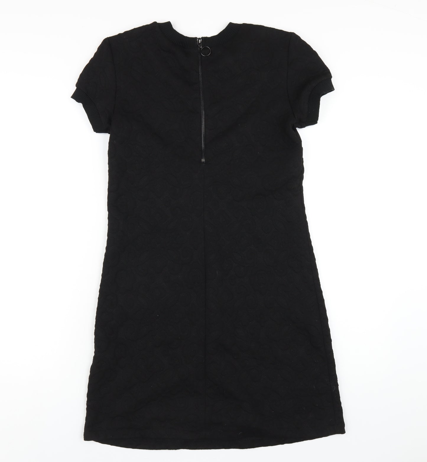 Zara Womens Black Polyester A-Line Size XS Round Neck Zip