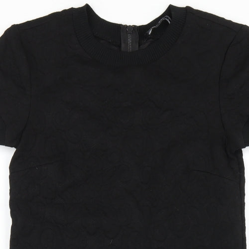 Zara Womens Black Polyester A-Line Size XS Round Neck Zip
