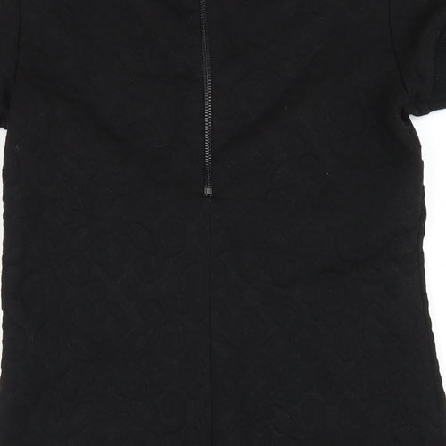Zara Womens Black Polyester A-Line Size XS Round Neck Zip