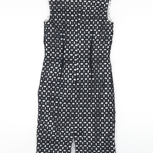 Precis Womens Black Geometric Cotton Pencil Dress Size 6 Round Neck Zip