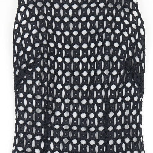 Precis Womens Black Geometric Cotton Pencil Dress Size 6 Round Neck Zip