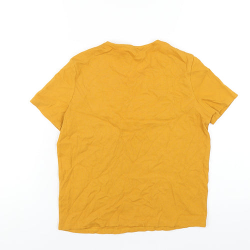 Marks and Spencer Womens Yellow Cotton Basic T-Shirt Size 12 Round Neck